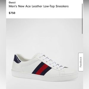 GUC sz 10 men’s ace sneakers white leather w black